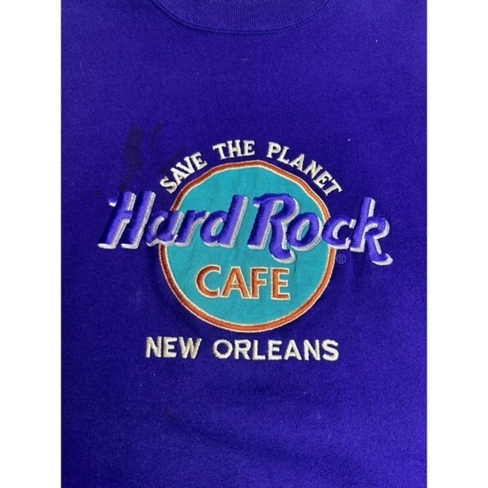 VINTAGE Hard Rock Cafe New Orleans Crew Neck Sweatshirt Large Purple‎ KC
